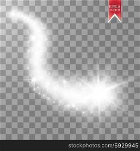 A bright comet with large dust. Falling Star. Glow light effect. Golden lights. Vector illustration. A bright comet with large dust. Falling Star. Glow light effect. Golden lights. Vector illustration, eps 10