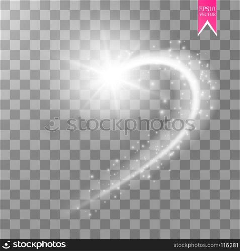 A bright comet with large dust. Falling Star. Glow light effect. Vector illustration. A bright comet with large dust. Falling Star. Glow light effect. Vector illustration, eps 10