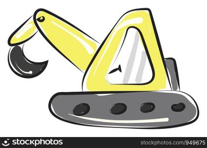 A bright yellow digging machine which is all set to start its work vector color drawing or illustration
