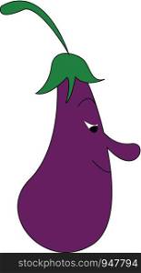 A brinjal shaped creature with long nose vector color drawing or illustration