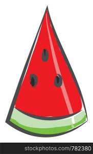 A brooch of tasty red watermelon cut into piece vector color drawing or illustration