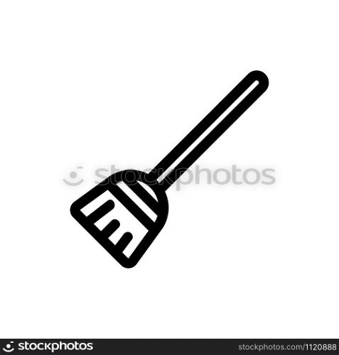 A broom with a vector icon handle. A thin line sign. Isolated contour symbol illustration. A broom with a vector icon handle. Isolated contour symbol illustration