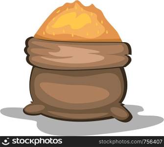 A Brown dish filled with food vector color drawing or illustration.