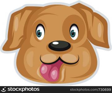 A Brown dog showing its tongue out with big eyes, vector, color drawing or illustration.