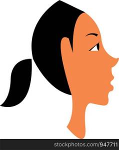 A brown girl in her long black ponytailed hair style vector color drawing or illustration