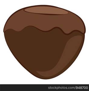 A brown hard shell nut, vector, color drawing or illustration.