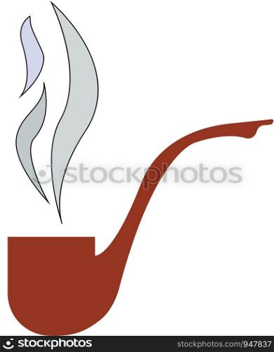A brown vintage cigar holder or pipe used for smoking vector color drawing or illustration