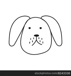 A bulldog dog with hanging ears in cartoon style on a white background. Funny cartoon vector illustration.. A bulldog dog with hanging ears in cartoon style on a white background.
