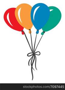 A bunch of colorful baloons, illustration, vector on white background.