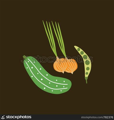 A bunch of fresh and healthy vegetables for a healthy diet vector color drawing or illustration