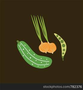 A bunch of fresh and healthy vegetables for a healthy diet vector color drawing or illustration