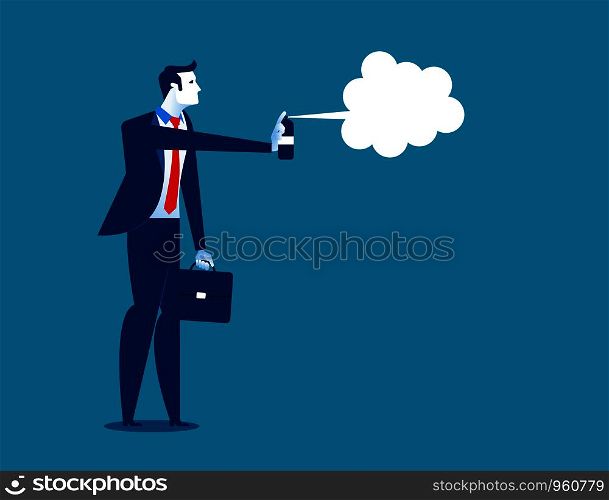 A businessman disinfecting. Concept business illustration. Vector flat.