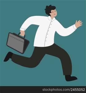 a businessman late for work on a blue background. vector illustration.. a businessman late for work on a blue background. vector illustration