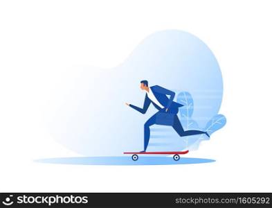 A businessman skateboarding fast business innovation concept vector