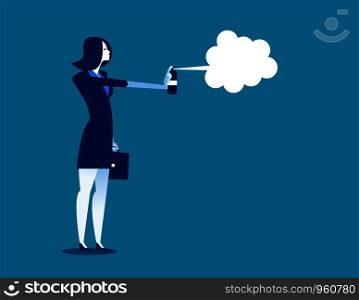 A businesswoman disinfecting. Concept business illustration. Vector flat.