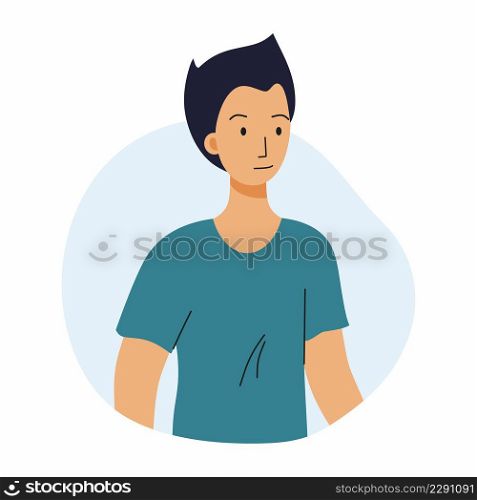 A calm man in T-shirt. Avatar for social network. Phlegmatic type of temperament.