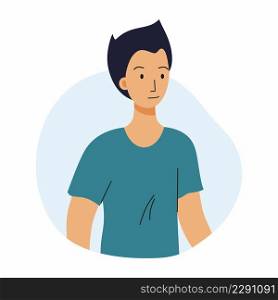 A calm man in T-shirt. Avatar for social network. Phlegmatic type of temperament.