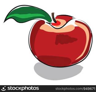 A caricature of a red apple about to be consumed vector color drawing or illustration