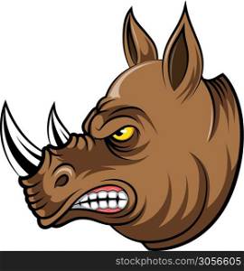 A cartoon Mascot Head of an rhino