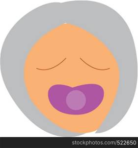 A cartoon of a baby's face with eyes closed with a pacifier in his mouth vector color drawing or illustration