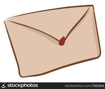 A cartoon of a closed envelope with a red seal, vector, color drawing or illustration.