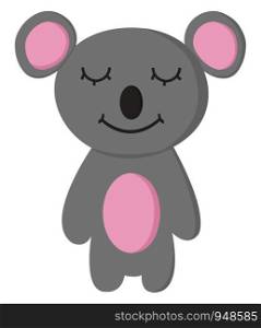 A cartoon of a happy koala with eyes closed, vector, color drawing or illustration.