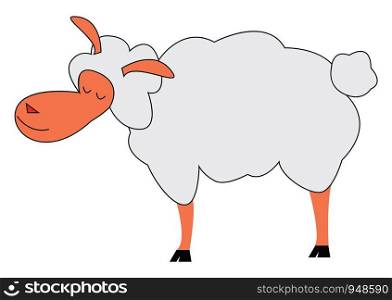 A cartoon of a happy lamb, vector, color drawing or illustration.
