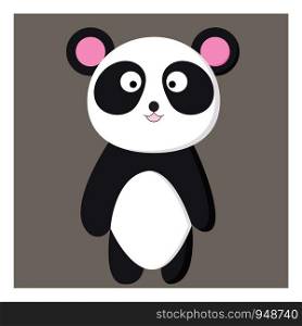 A cartoon of a happy panda with big black spots in the eyes, vector, color drawing or illustration.