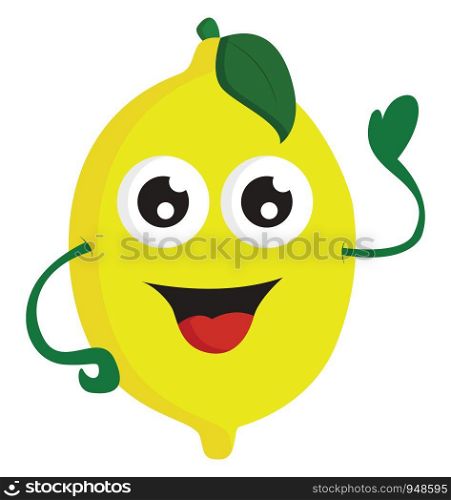 A cartoon of a happy yellow lemon with cute eyes, vector, color drawing or illustration.