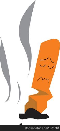 A cartoon of a sad looking cigaratte that is stubbed out vector color drawing or illustration