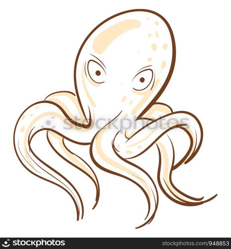 A cartoon of an octopus with staring eyes, vector, color drawing or illustration.