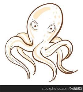 A cartoon of an octopus with staring eyes, vector, color drawing or illustration.