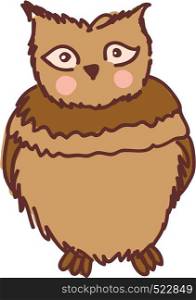 A cartoon of humongous owl with big brown eyes vector color drawing or illustration