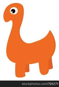 A cartoon of orange dinosaur without any other color vector color drawing or illustration