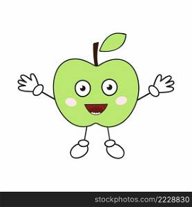 A cheerful green Apple with big eyes and hands. Funny fruit Emoji