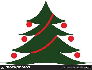 A chirstmas tree decorated with big red balls vector color drawing or illustration