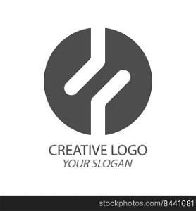 A circle with a white stripe . Vector template of an icon, logo, sticker or brand. Flat style 