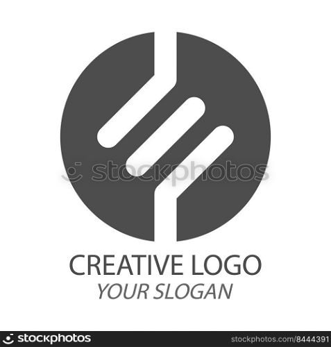 A circle with a white stripe . Vector template of an icon, logo, sticker or brand. Flat style 