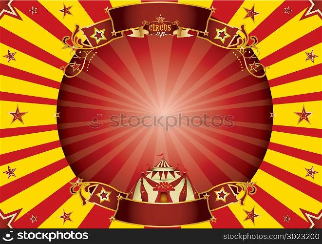 a circus horizontal poster with a circle frame for your advertising. Ideal for a screen