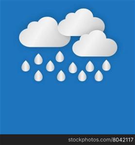 A cloud with rain drop on blue sky background in rainy day of rain season,paper style background