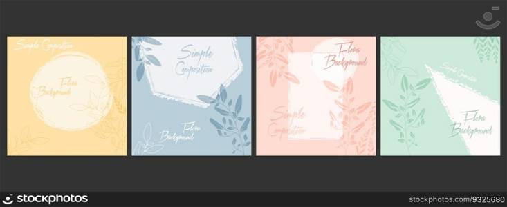 A col≤ction of backgrounds with an abstract floral composition in the sty≤of minimalism. Layout for covers, pa∫ings,∫erior pr∫s, posters and creative design