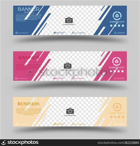 A collection of banners for web design, business, finance and advertising, booklets and brochures. Horizontal layout layout with a changing format and space for photos, illustrations and additional images.