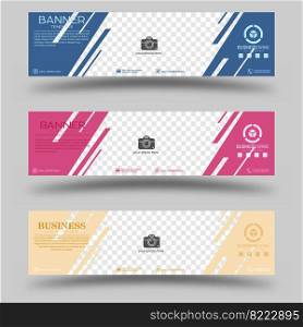 A collection of banners for web design, business, finance and advertising, booklets and brochures. Horizontal layout layout with a changing format and space for photos, illustrations and additional images.