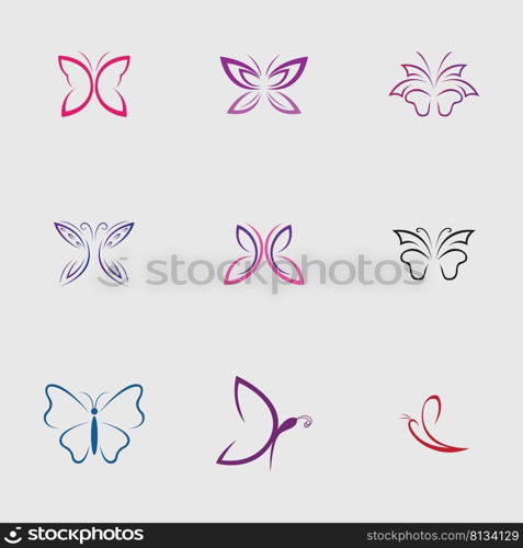 a collection of beautiful and beautiful butterflies on a gray background