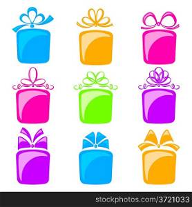 A collection of colorful gift boxes on a white background