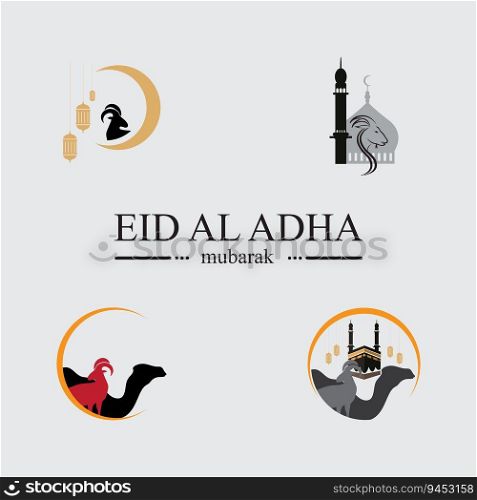 a collection of eid al adha simple logo design template