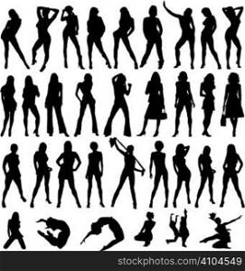a collection of sexy women drawn in black silhouette