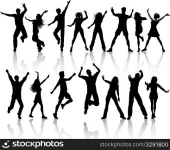 A collection of silhouettes of people dancing