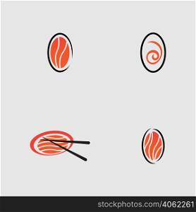 a collection of sushi logos, one of the Japanese specialties on a gray background