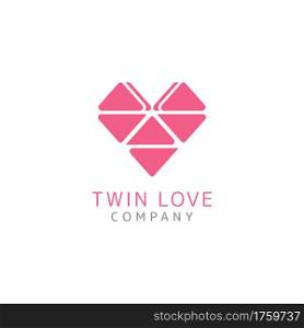 A Collection of Triangles That Form a Symbol of Love Logo Design. Graphic Design Element.